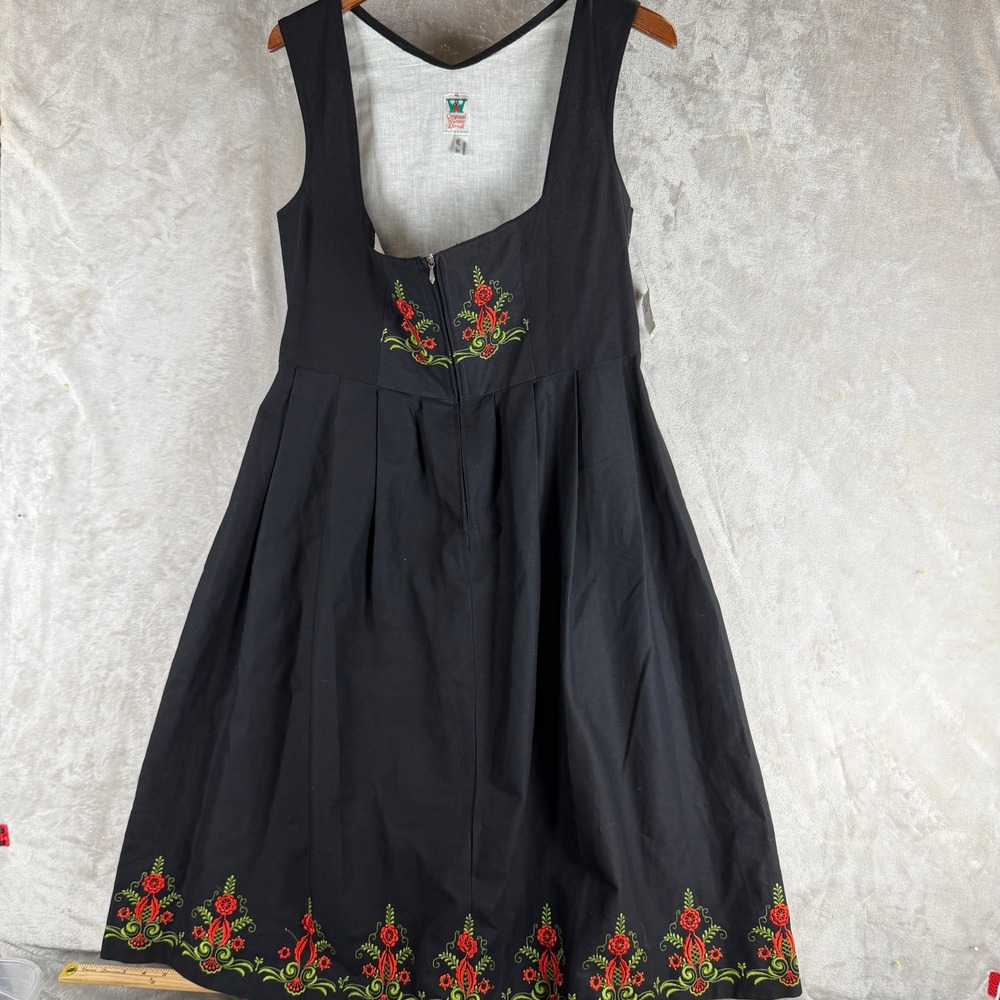 Original Wurzer Dirndl Black Cotton Embroidered Midi Dress Austria octoberfest